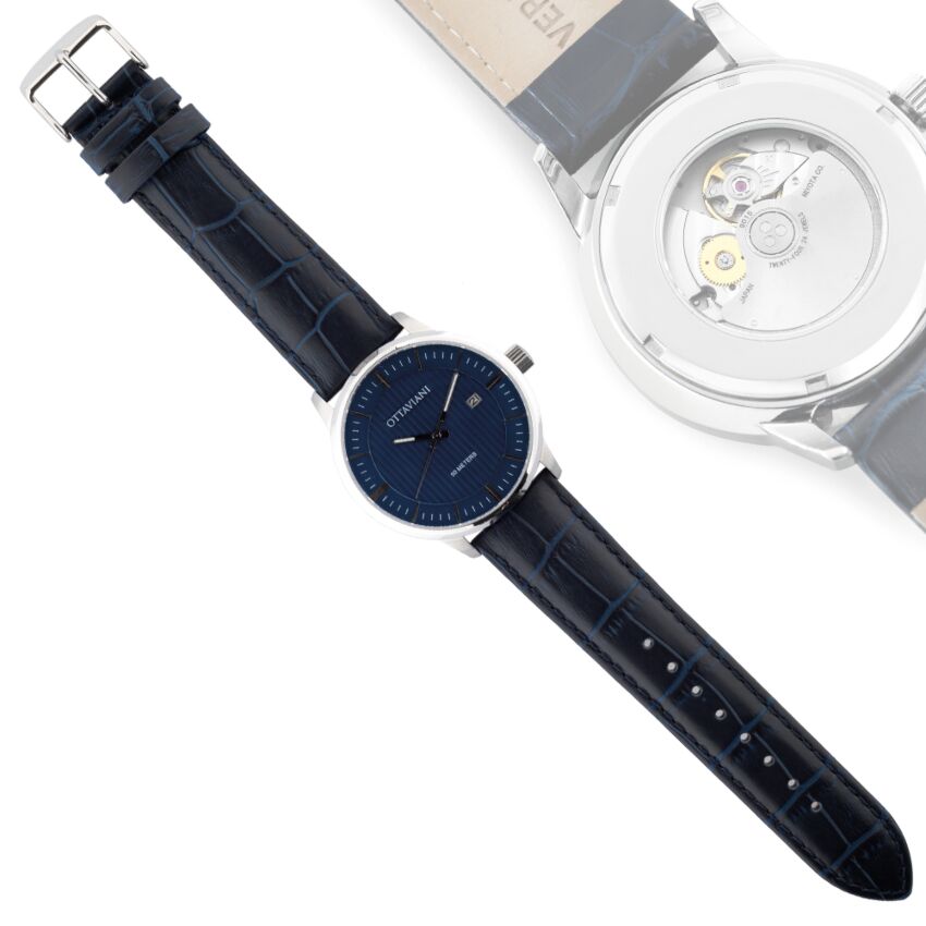 Automatico quadrante blu e pelle blu