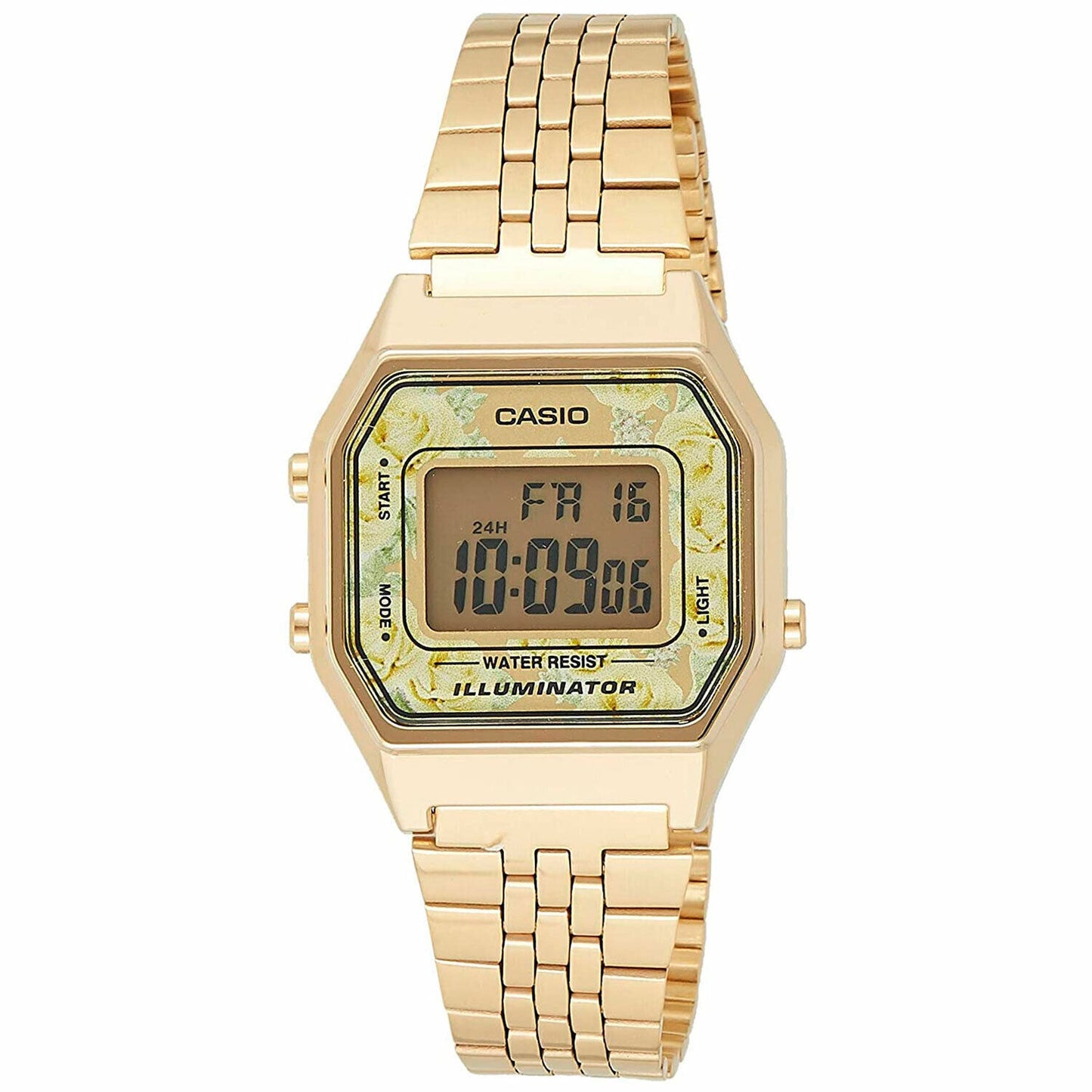 Orologio Casio Donna LA680WGA-9CDF Dorato Digitale con Quadrante Fiori Gialli